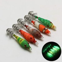 5 pcs squid soft baits, simulated night light false bait, sea fishing bait, squid jig hook, double-layer squid hook