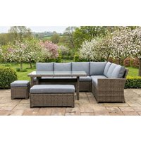 Palma Grey Corner Rattan Casual Garden Dining and Lounge Set 9 Seater